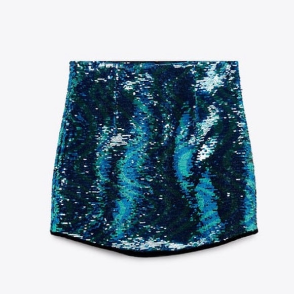 Sequin short skirt blue/green - Picture 8 of 12
